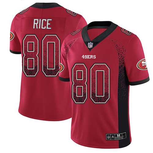 49ers #80 Jerry Rice Red Team Color Men's Stitched Limited Rush Drift Fashion Jersey cheap jerseys for sale - CheapJerseys.Shop