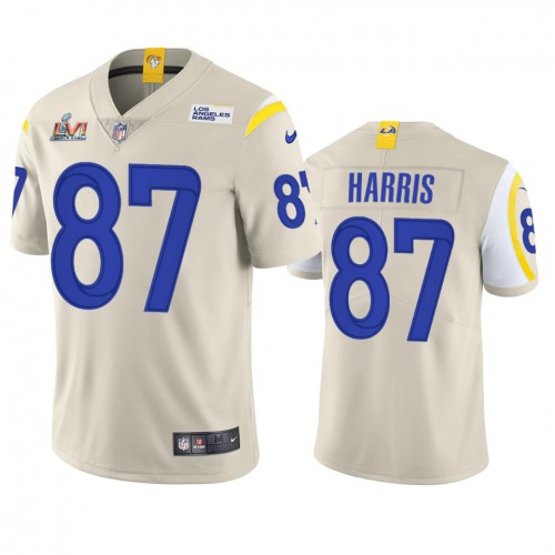 Los Angeles Los Angeles Rams #87 Jacob Harris Men's Super Bowl LVI Patch Vapor Limited Jersey - Bone Men's cheap jerseys for sale - CheapJerseys.Shop