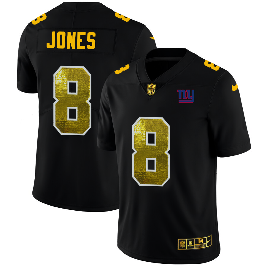 New York Giants #8 Daniel Jones Men's Black Golden Sequin Vapor Limited Jersey cheap jerseys for sale - CheapJerseys.Shop