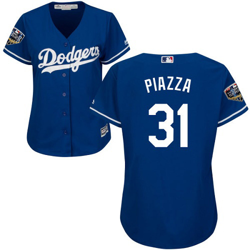 Los Angeles Dodgers #31 Mike Piazza Blue Alternate 2018 World Series Women's Stitched Jersey Womens cheap jerseys for sale - CheapJerseys.Shop