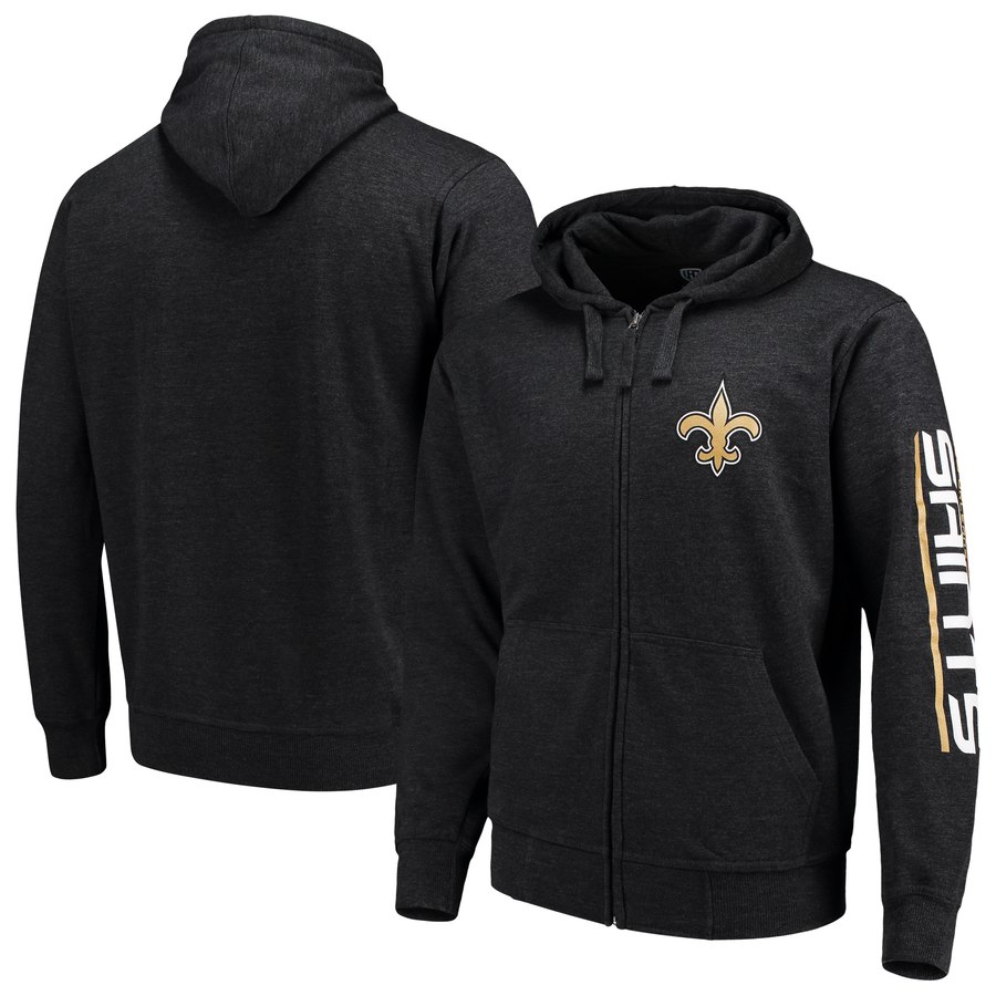 New Orleans Saints G-III Sports By Carl Banks Post Route Full-Zip Hoodie Charcoal cheap jerseys for sale - CheapJerseys.Shop