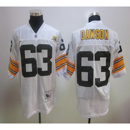 60TH Mitchell And Ness Pittsburgh Steelers #63 Dermontti Dawson White Stitched Jersey Men's cheap jerseys for sale - CheapJerseys.Shop