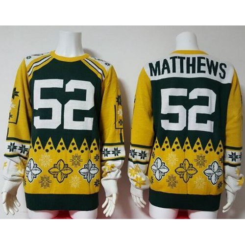 Green Bay Packers #52 Clay Matthews Green/Yellow Men's Ugly Sweater Men's cheap jerseys for sale - CheapJerseys.Shop