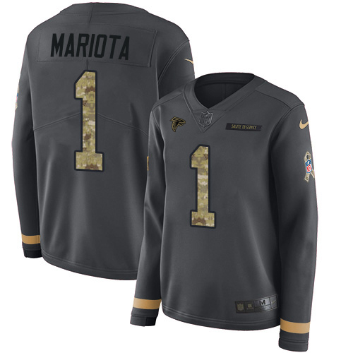 Falcons #1 Marcus Mariota Anthracite Salute To Service Stitched Women's Limited Therma Long Sleeve Jersey cheap jerseys for sale - CheapJerseys.Shop