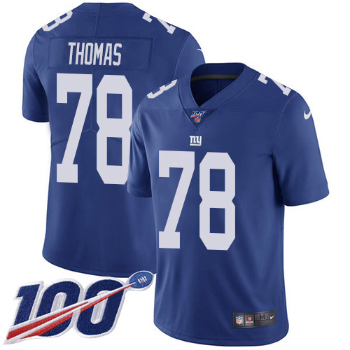 New York Giants #78 Andrew Thomas Royal Blue Team Color Men's Stitched 100th Season Vapor Untouchable Limited Jersey Men's cheap jerseys for sale - CheapJerseys.Shop