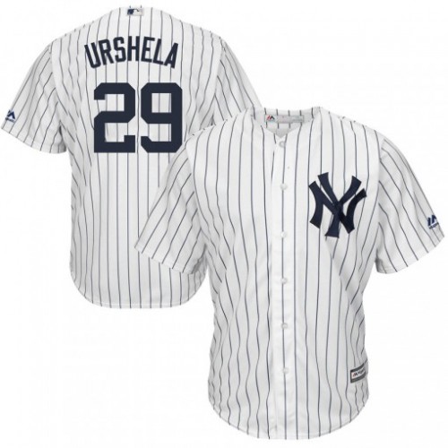 New York Yankees #29 Gio Urshela White Strip New Cool Base Stitched Jersey Men's cheap jerseys for sale - CheapJerseys.Shop