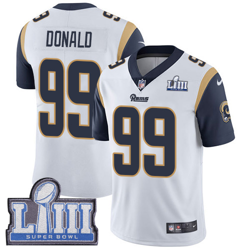 Rams #99 Aaron Donald White Super Bowl LIII Bound Men's Stitched Vapor Untouchable Limited Jersey cheap jerseys for sale - CheapJerseys.Shop