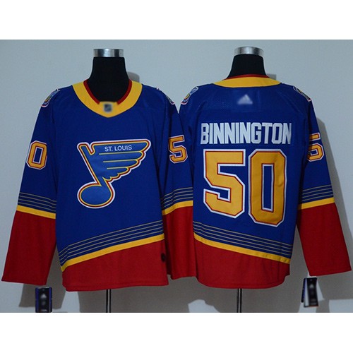 St. Louis Blues #50 Jordan Binnington Blue/Red Authentic 2019 Heritage Stitched Jersey Men's cheap jerseys for sale - CheapJerseys.Shop
