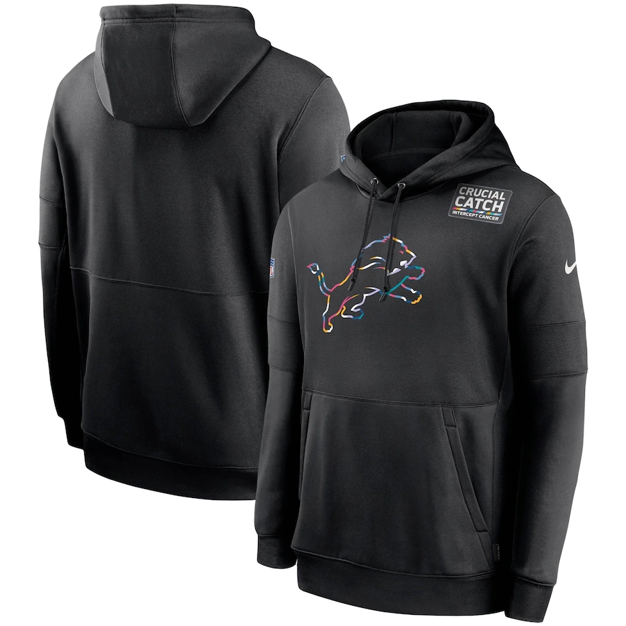 Detroit Lions 2020 Crucial Catch Sideline Performance Pullover Hoodie Black cheap jerseys for sale - CheapJerseys.Shop