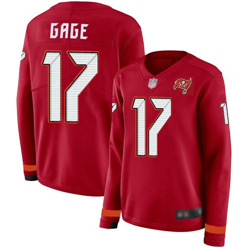 Buccaneers #17 Russell Gage Red Team Color Women's Stitched Limited Therma Long Sleeve Jersey cheap jerseys for sale - CheapJerseys.Shop