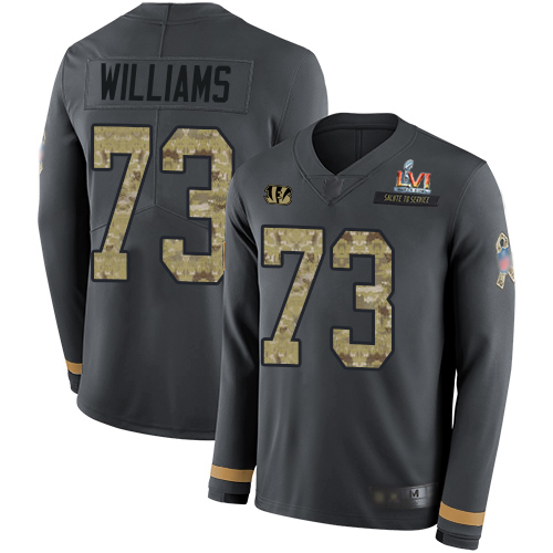 Cincinnati Bengals #73 Jonah Williams Anthracite Super Bowl LVI Patch Salute to Service Men's Stitched Limited Therma Long Sleeve Jersey Men's cheap jerseys for sale - CheapJerseys.Shop