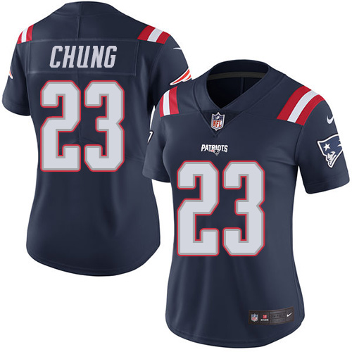 New England Patriots #23 Patrick Chung Navy Blue Women's Stitched Limited Rush Jersey Womens cheap jerseys for sale - CheapJerseys.Shop