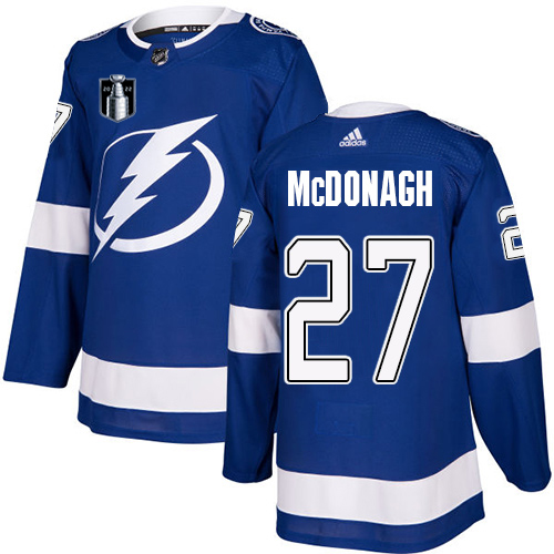 Tampa Bay Lightning #27 Ryan McDonagh Blue 2022 Stanley Cup Final Patch Home Authentic Stitched Jersey Men's cheap jerseys for sale - CheapJerseys.Shop