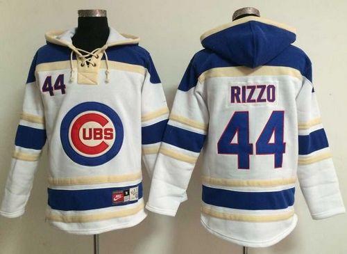 Cubs #44 Anthony Rizzo White Sawyer Hooded Sweatshirt Hoodie cheap jerseys for sale - CheapJerseys.Shop