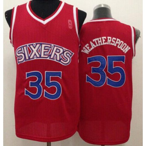Philadelphia 76ers #35 Clarence Weatherspoon Red Throwback Stitched Jersey Mens cheap jerseys for sale - CheapJerseys.Shop