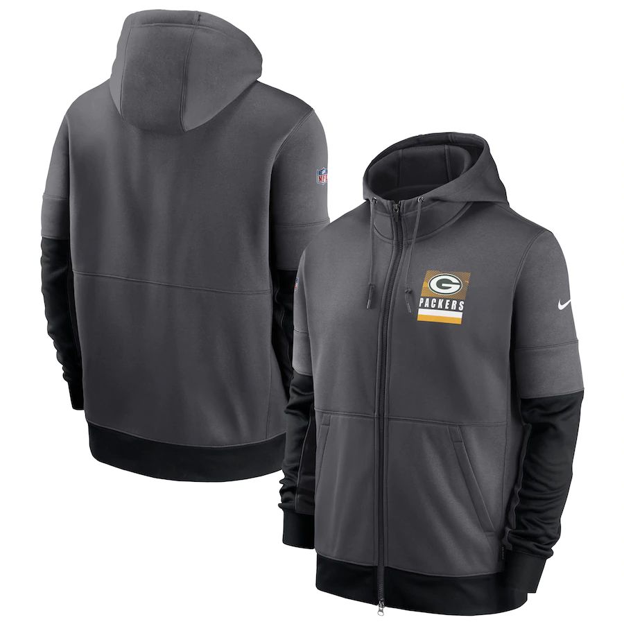 Green Bay Packers Sideline Impact Lockup Performance Full-Zip Hoodie Charcoal cheap jerseys for sale - CheapJerseys.Shop
