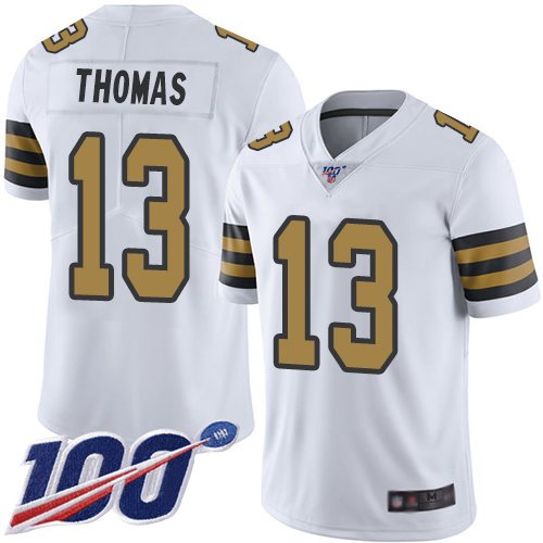 Saints #13 Michael Thomas White Men's Stitched Limited Rush 100th Season Jersey cheap jerseys for sale - CheapJerseys.Shop