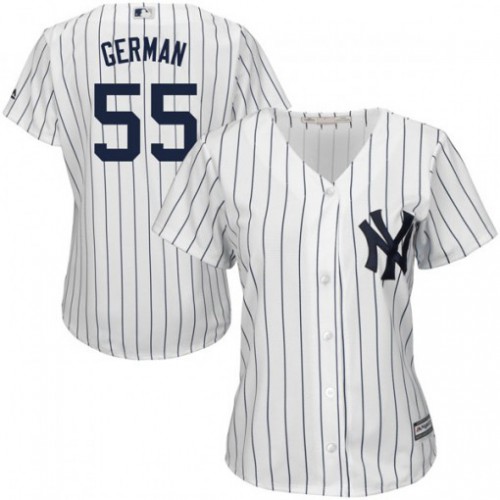 New York Yankees #55 Domingo German White Strip Home Women's Stitched Jersey Womens cheap jerseys for sale - CheapJerseys.Shop