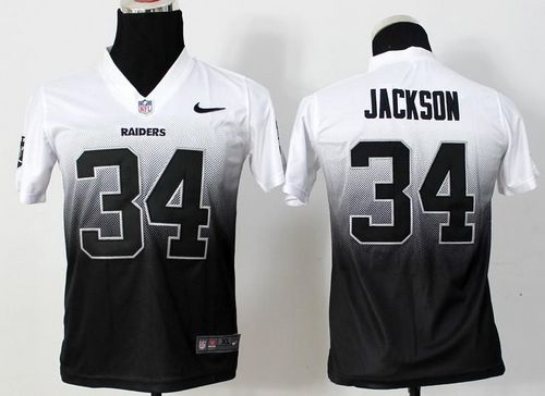 Raiders #34 Bo Jackson White/Black Youth Stitched Elite Fadeaway Fashion Jersey cheap jerseys for sale - CheapJerseys.Shop