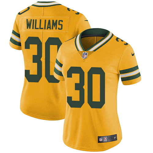 Green Bay Packers #30 Jamaal Williams Yellow Women's Stitched Limited Rush Jersey Womens cheap jerseys for sale - CheapJerseys.Shop