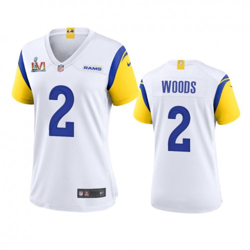 Los Angeles Los Angeles Rams #2 Robert Woods Women's Super Bowl LVI Patch Alternate Game Jersey - White Womens cheap jerseys for sale - CheapJerseys.Shop