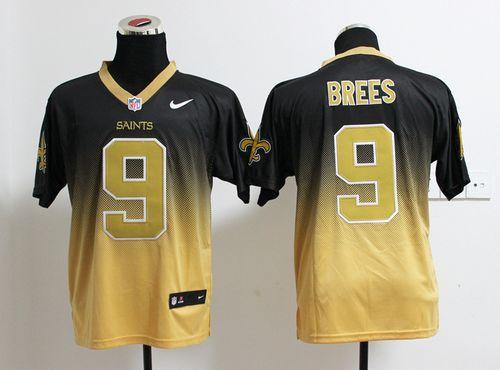 Saints #9 Drew Brees Black/Gold Men's Stitched Elite Fadeaway Fashion Jersey cheap jerseys for sale - CheapJerseys.Shop