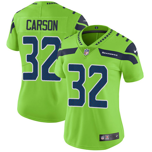 Seattle Seahawks #32 Chris Carson Green Women's Stitched Limited Rush Jersey Womens cheap jerseys for sale - CheapJerseys.Shop