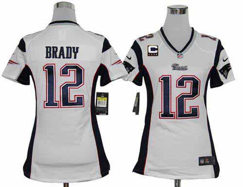 Patriots #12 Tom Brady White With C Patch Women's Stitched Elite Jersey cheap jerseys for sale - CheapJerseys.Shop
