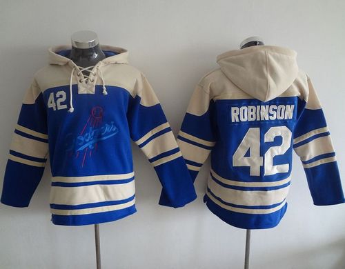 Dodgers #42 Jackie Robinson Blue Sawyer Hooded Sweatshirt Hoodie cheap jerseys for sale - CheapJerseys.Shop
