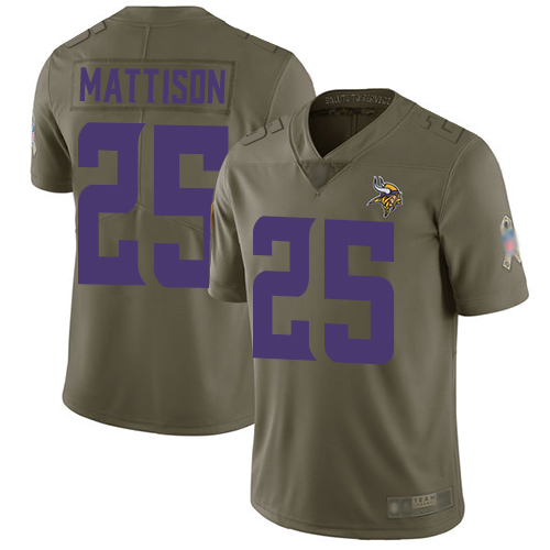 Minnesota Vikings #25 Alexander Mattison Olive Men's Stitched Limited 2017 Salute to Service Jersey Men's cheap jerseys for sale - CheapJerseys.Shop