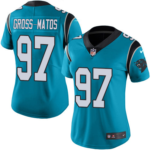 Carolina Panthers #97 Yetur Gross-Matos Blue Women's Stitched Limited Rush Jersey Womens cheap jerseys for sale - CheapJerseys.Shop