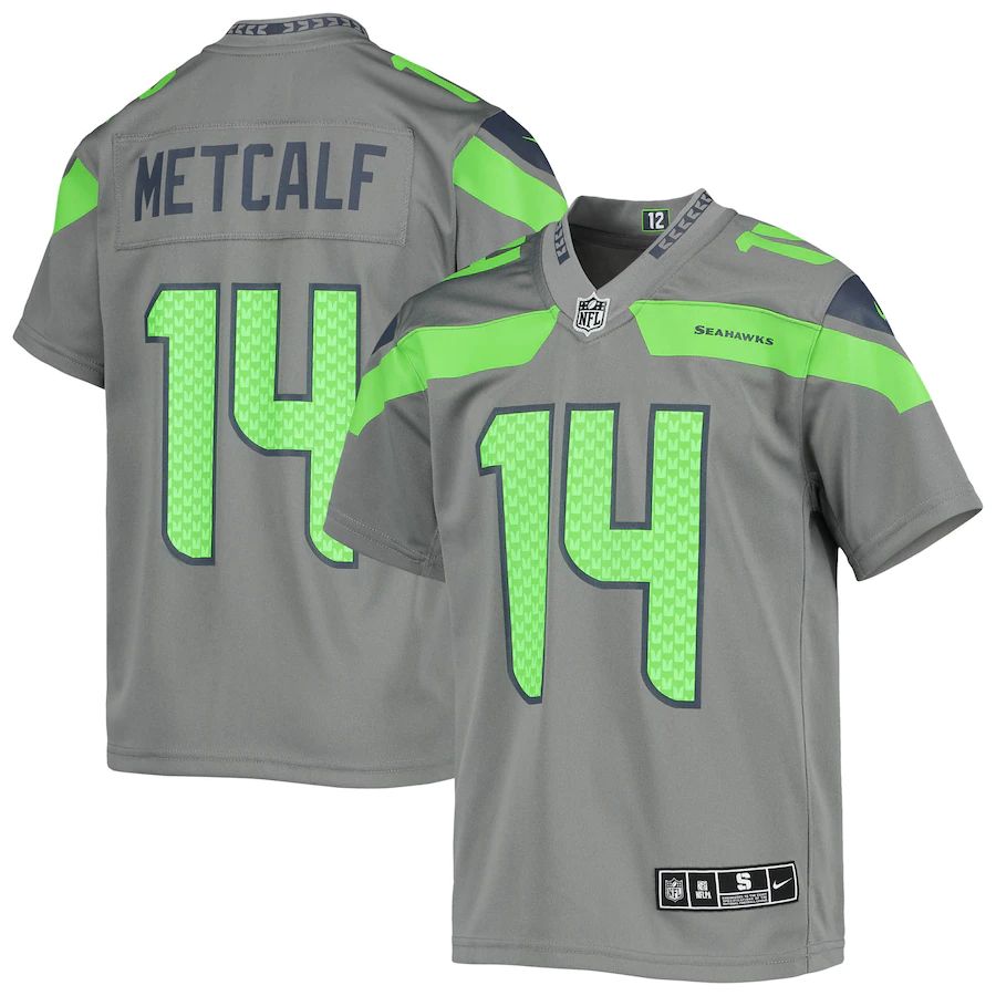 Seattle Seahawks #14 DK Metcalf Youth Gray Inverted Team Game Jersey cheap jerseys for sale - CheapJerseys.Shop