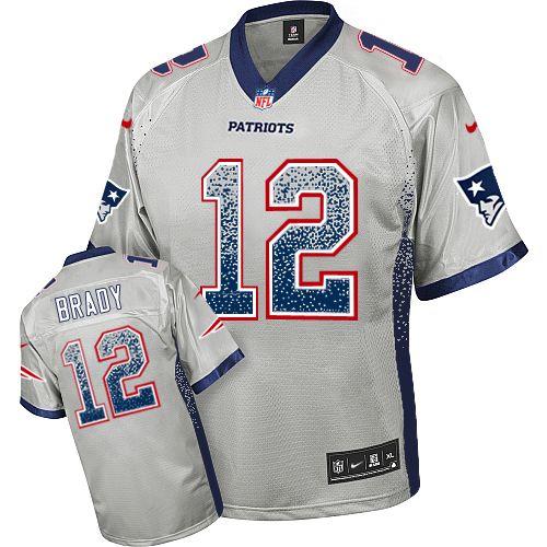 Patriots #12 Tom Brady Grey Men's Stitched Elite Drift Fashion Jersey cheap jerseys for sale - CheapJerseys.Shop