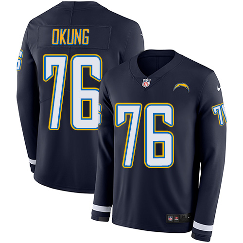Los Angeles Chargers #76 Russell Okung Navy Blue Team Color Men's Stitched Limited Therma Long Sleeve Jersey Men's cheap jerseys for sale - CheapJerseys.Shop