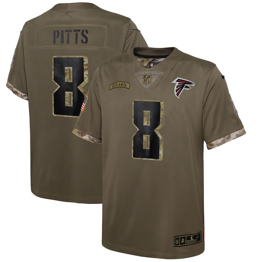 Atlanta Falcons #8 Kyle Pitts Youth 2022 Salute To Service Limited Jersey - Olive cheap jerseys for sale - CheapJerseys.Shop