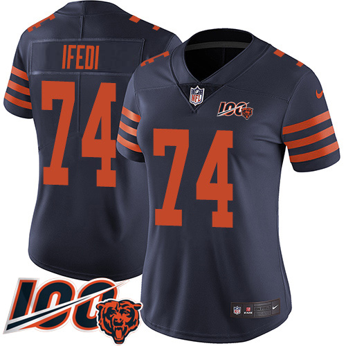 Chicago Bears #74 Germain Ifedi Navy Blue Alternate Women's Stitched 100th Season Vapor Untouchable Limited Jersey Womens cheap jerseys for sale - CheapJerseys.Shop