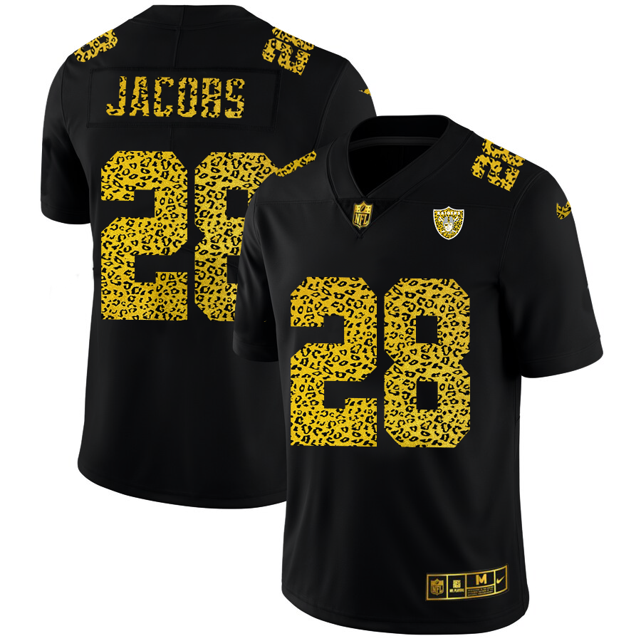 Las Vegas Raiders #28 Josh Jacobs Men's Leopard Print Fashion Vapor Limited Jersey Black cheap jerseys for sale - CheapJerseys.Shop