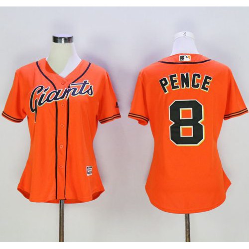 San Francisco Giants #8 Hunter Pence Orange Women's Alternate Stitched Jersey Womens cheap jerseys for sale - CheapJerseys.Shop