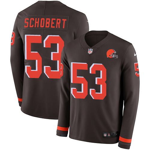 Cleveland Browns #53 Joe Schobert Brown Team Color Men's Stitched Limited Therma Long Sleeve Jersey Men's cheap jerseys for sale - CheapJerseys.Shop