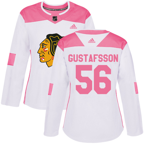 Chicago Blackhawks #56 Erik Gustafsson White/Pink Authentic Fashion Women's Stitched Jersey Womens cheap jerseys for sale - CheapJerseys.Shop