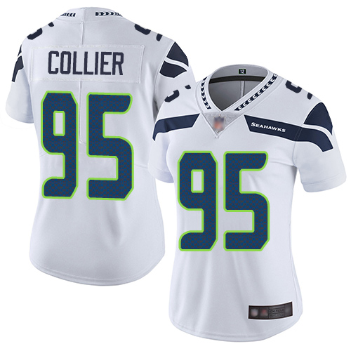 Seattle Seahawks #95 L.J. Collier White Women's Stitched Vapor Untouchable Limited Jersey Womens cheap jerseys for sale - CheapJerseys.Shop