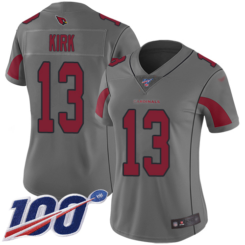 Arizona Cardinals #13 Christian Kirk Silver Women's Stitched Limited Inverted Legend 100th Season Jersey Womens cheap jerseys for sale - CheapJerseys.Shop