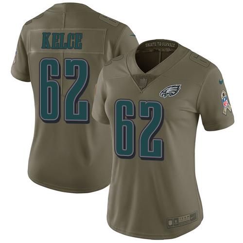 Eagles #62 Jason Kelce Olive Women's Stitched Limited 2017 Salute To Service Jersey cheap jerseys for sale - CheapJerseys.Shop