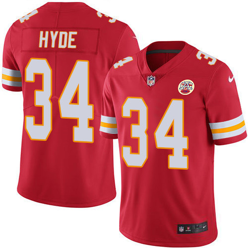 Kansas City Chiefs #34 Carlos Hyde Red Team Color Men's Stitched Vapor Untouchable Limited Jersey Men's cheap jerseys for sale - CheapJerseys.Shop