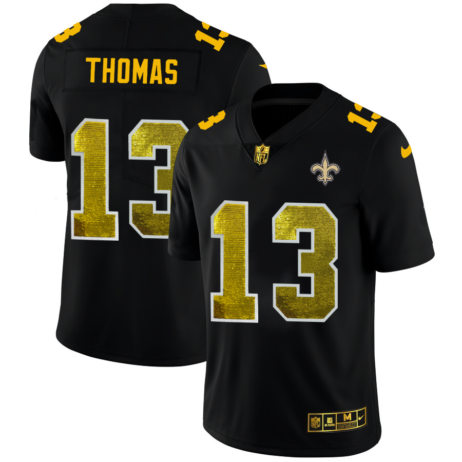 New Orleans Saints #13 Michael Thomas Men's Black Golden Sequin Vapor Limited Jersey cheap jerseys for sale - CheapJerseys.Shop