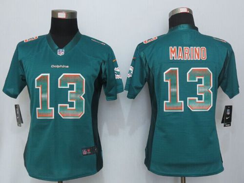 Dolphins #13 Dan Marino Aqua Green Team Color Women's Stitched Elite Strobe Jersey cheap jerseys for sale - CheapJerseys.Shop