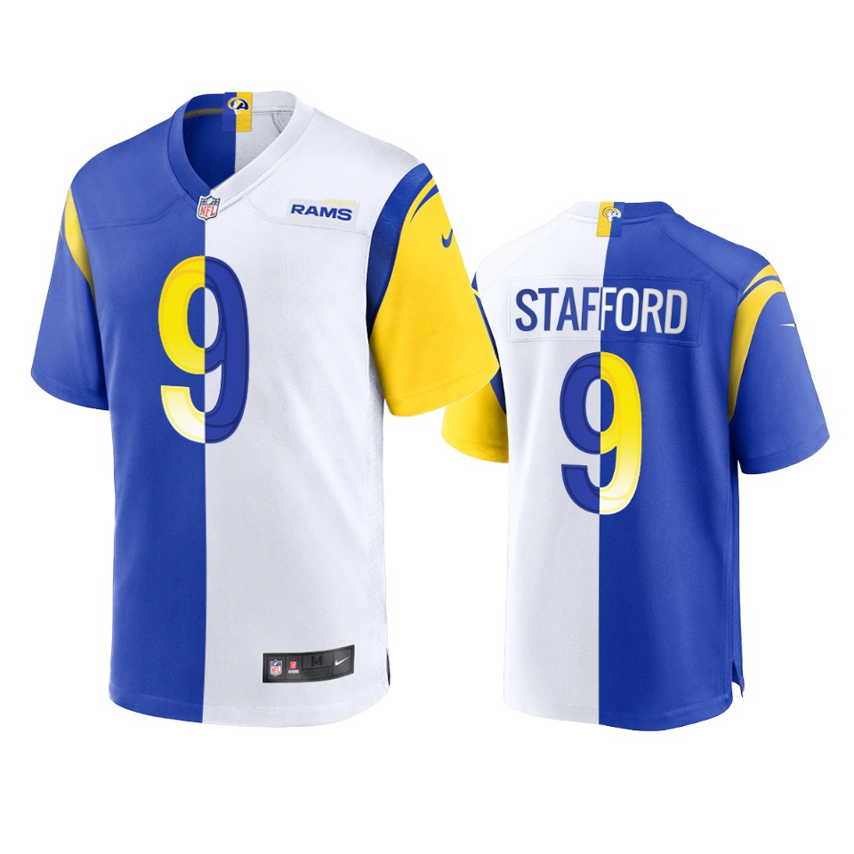 Los Angeles Rams #9 Matthew Stafford Men's Royal White Split Game Limited Jersey cheap jerseys for sale - CheapJerseys.Shop