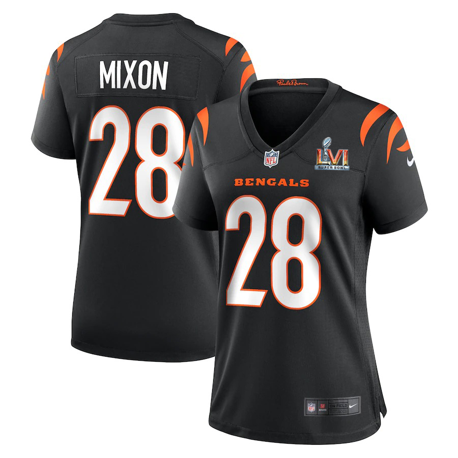 Cincinnati Bengals #28 Joe Mixon White Super Bowl LVI Patch Women's Game Jersey cheap jerseys for sale - CheapJerseys.Shop