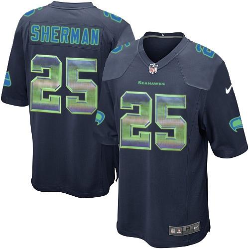 Seattle Seahawks #25 Richard Sherman Steel Blue Team Color Men's Stitched Limited Strobe Jersey Men's cheap jerseys for sale - CheapJerseys.Shop
