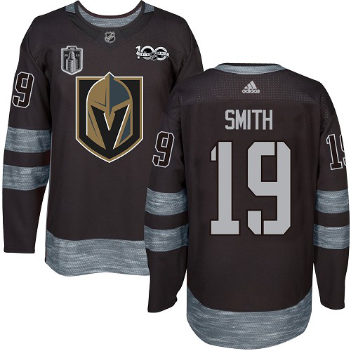 Golden Knights #19 Reilly Smith Black 2023 Stanley Cup Final Patch 100th Anniversary Stitched Jersey cheap jerseys for sale - CheapJerseys.Shop